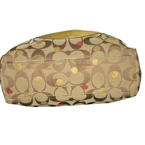 Coach Classic Laura Secret Admirer Jacquard Signature Hearts Dots Tote & Charm - Picture 5 of 13